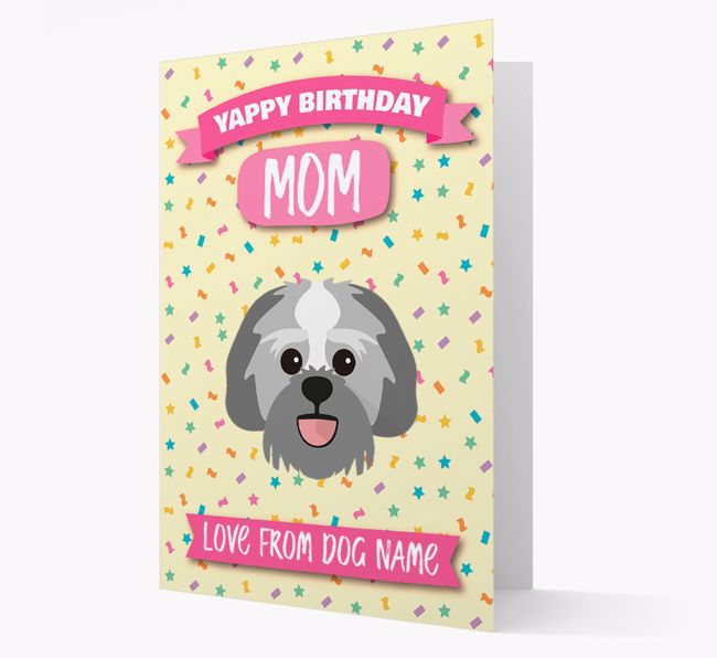 Personalized Card 'Yappy Birthday Mom' with {breedCommonName} Icon